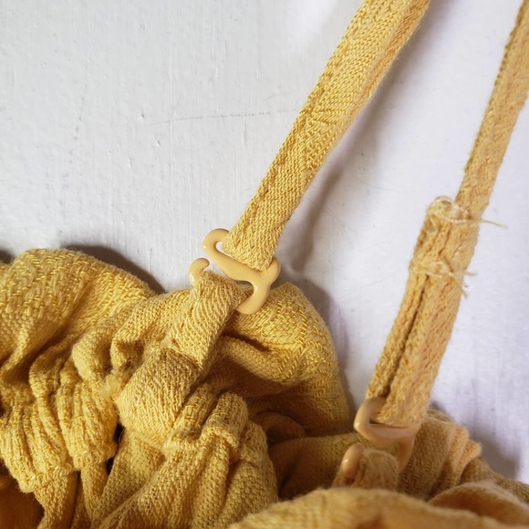 American Eagle Cropped Button Front Tank Top Peasant S Mustard Yellow - Picture 5 of 7